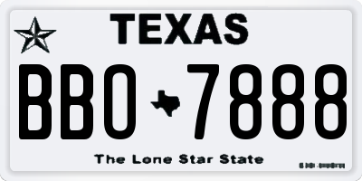 TX license plate BBO7888