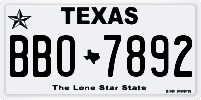 TX license plate BBO7892
