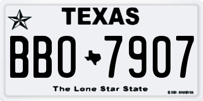 TX license plate BBO7907