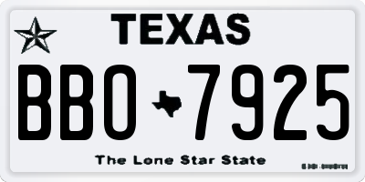 TX license plate BBO7925