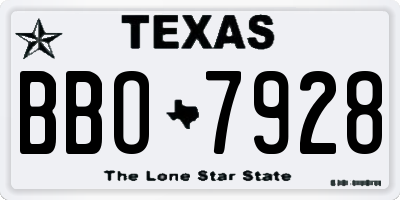 TX license plate BBO7928