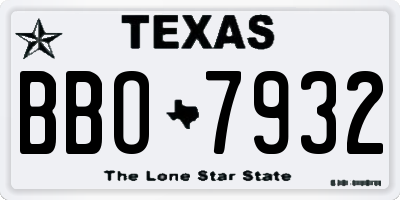 TX license plate BBO7932