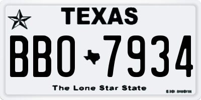 TX license plate BBO7934
