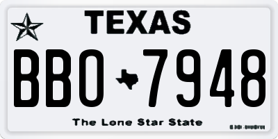TX license plate BBO7948