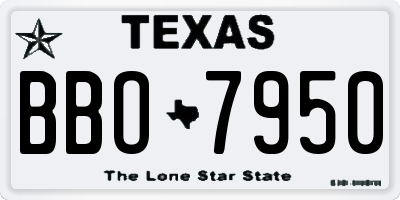 TX license plate BBO7950