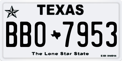 TX license plate BBO7953