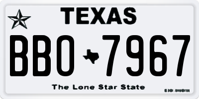 TX license plate BBO7967
