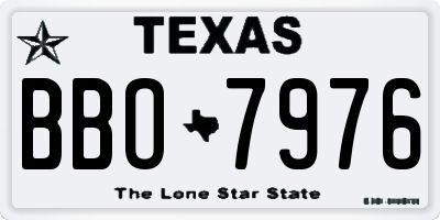 TX license plate BBO7976