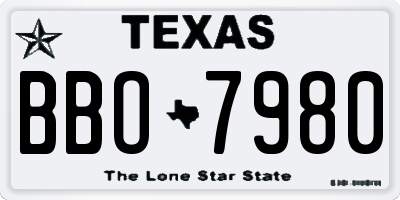 TX license plate BBO7980