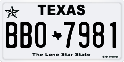 TX license plate BBO7981