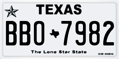 TX license plate BBO7982