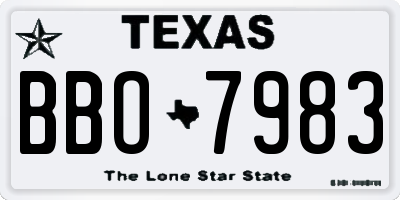 TX license plate BBO7983