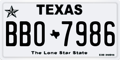 TX license plate BBO7986