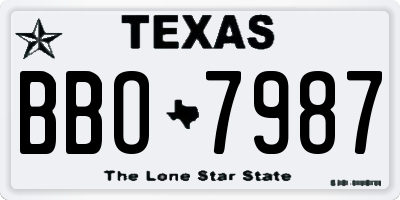 TX license plate BBO7987