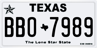 TX license plate BBO7989