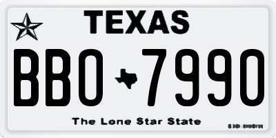 TX license plate BBO7990