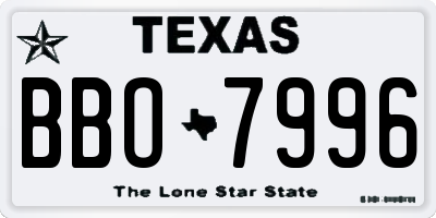 TX license plate BBO7996