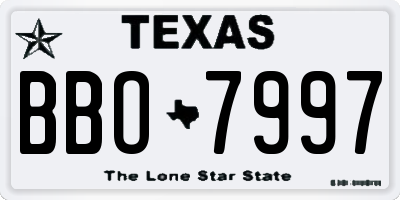 TX license plate BBO7997