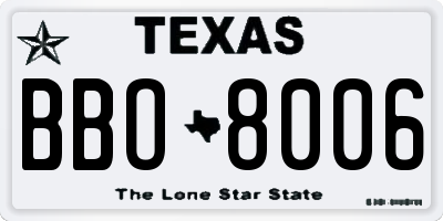 TX license plate BBO8006