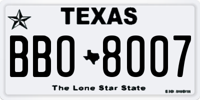 TX license plate BBO8007