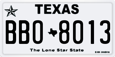 TX license plate BBO8013
