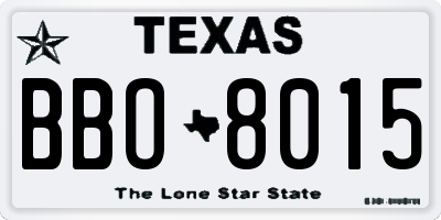 TX license plate BBO8015