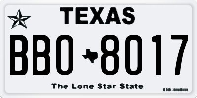 TX license plate BBO8017
