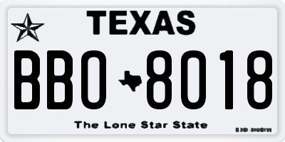 TX license plate BBO8018