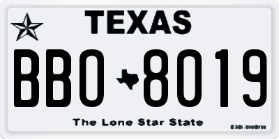 TX license plate BBO8019