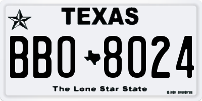 TX license plate BBO8024