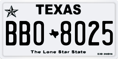 TX license plate BBO8025