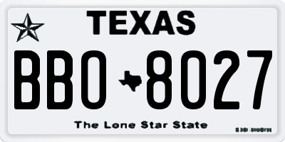 TX license plate BBO8027