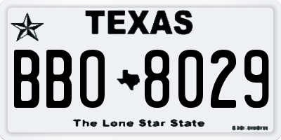 TX license plate BBO8029