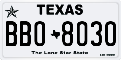 TX license plate BBO8030