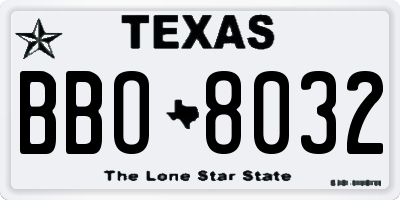 TX license plate BBO8032