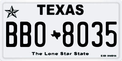 TX license plate BBO8035