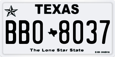 TX license plate BBO8037