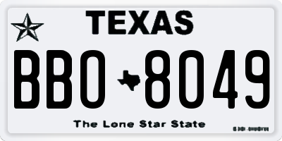 TX license plate BBO8049
