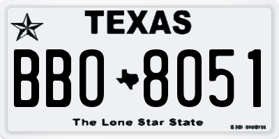 TX license plate BBO8051