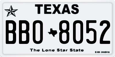 TX license plate BBO8052