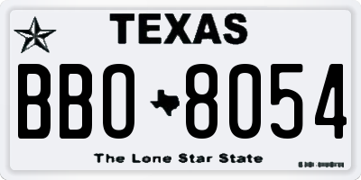 TX license plate BBO8054