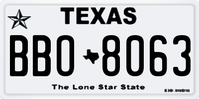 TX license plate BBO8063