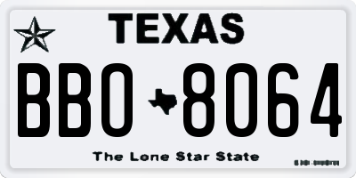TX license plate BBO8064