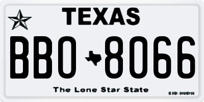 TX license plate BBO8066