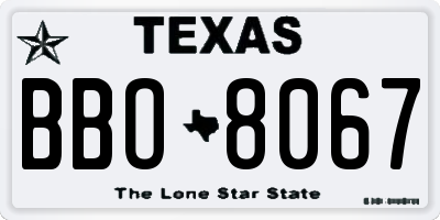 TX license plate BBO8067