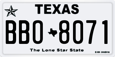 TX license plate BBO8071