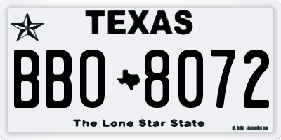 TX license plate BBO8072