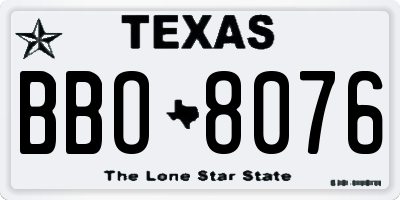 TX license plate BBO8076