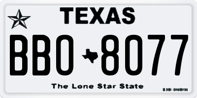 TX license plate BBO8077