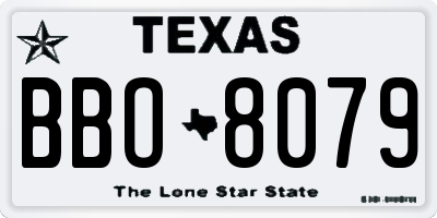 TX license plate BBO8079